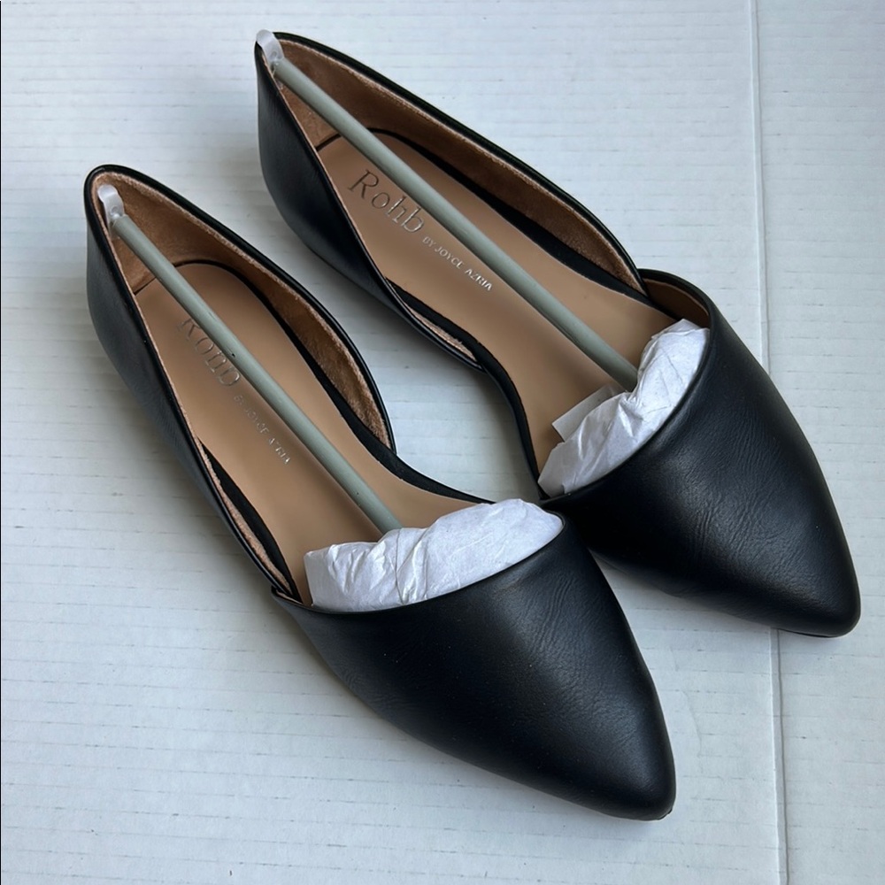 ROHB by Joyce Azria Provence Black D’Orsay Flats Size 6 NWT
